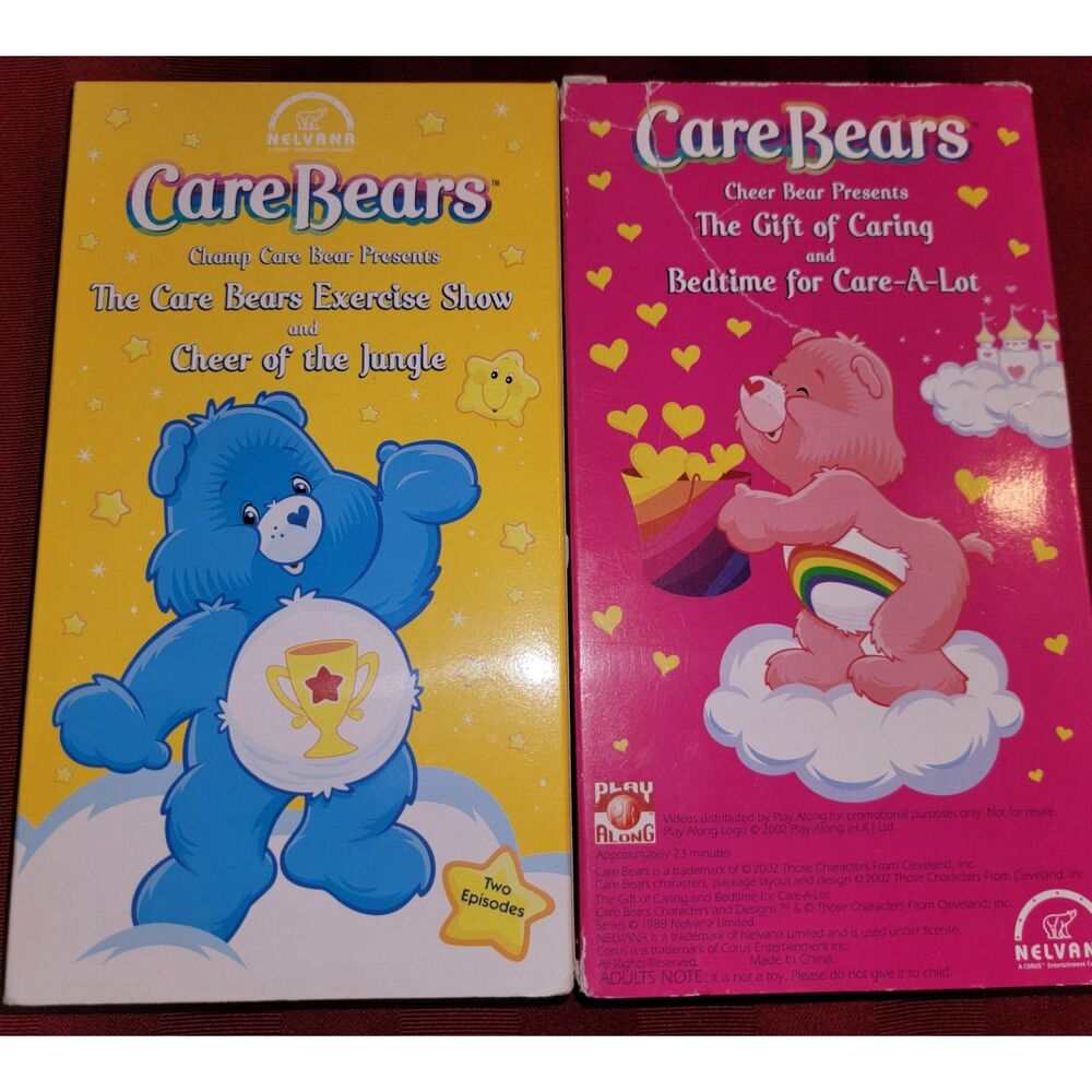 Vintage Care Bears VHS - Bedtime Care-A-Lot - Exercise Champ Bear